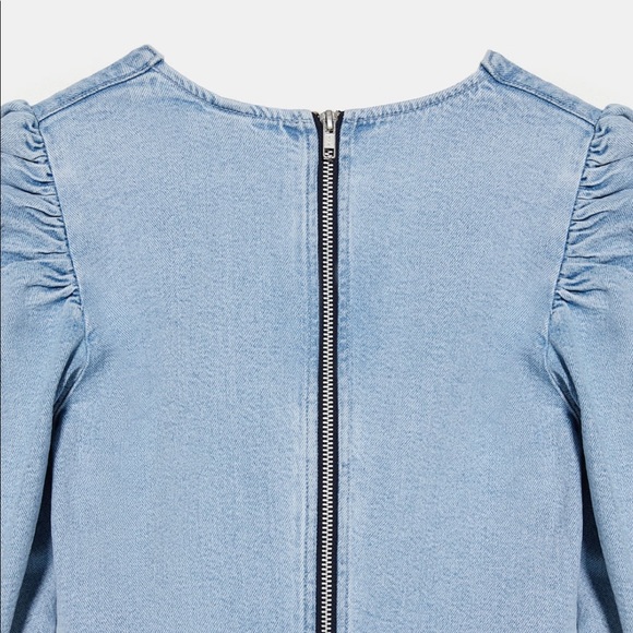 ZARA BNWT Denim Dress with Balloon Sleeves - Picture 10 of 11